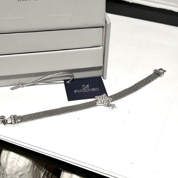 💥 Stunning Vintage Swarovski White Pave Crystal and Silver Star Woven Bracelet 💥 - Picture 11 of 13